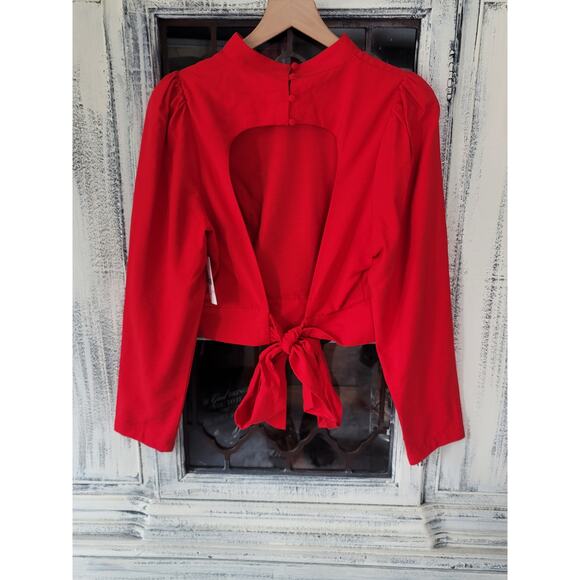 New Anthropologie Maeve Open-Back Blouse Red - New - Size 12 - Picture 6 of 6